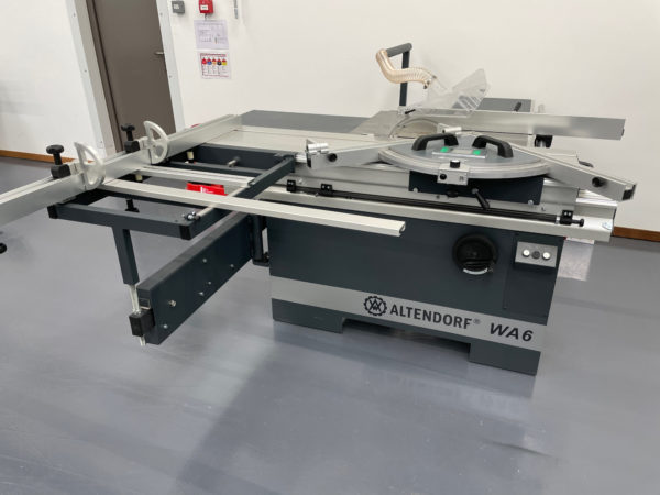 A closeup view of the Altendorf WA6 Sliding Table Saw