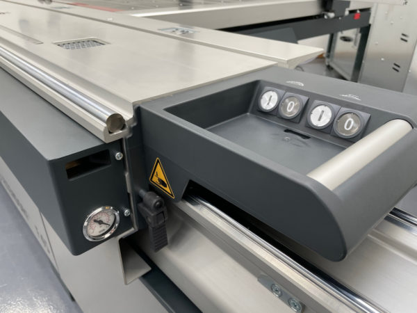 A closeup view of the Altendorf F45 Sliding Table Saw