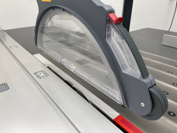 A closeup view of the Altendorf F45 Sliding Table Saw