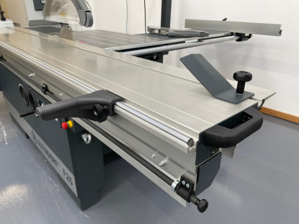 A closeup view of the Altendorf F25 Sliding Table Saw