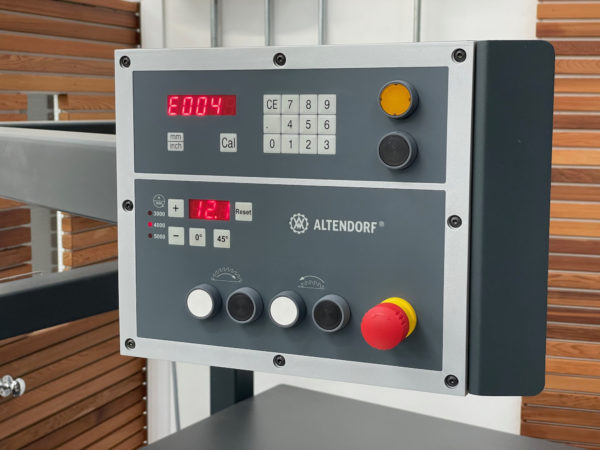 A closeup view of the Altendorf WA8 Sliding Table Saw