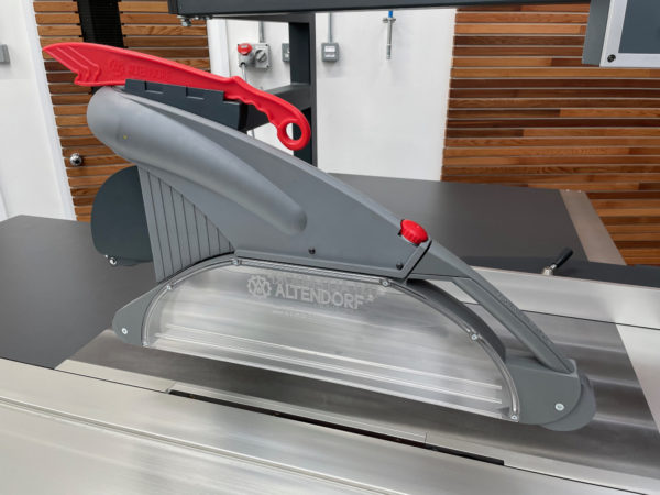 A closeup view of the Altendorf WA8 Sliding Table Saw